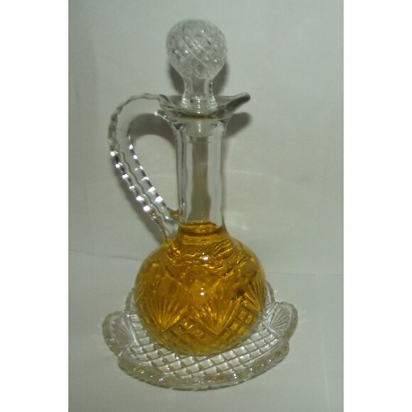 Avon Cruet Cologne Set Moodwind Cologne Vtg glass decanter saucer 8 fl oz w/box - Picture 3 of 14